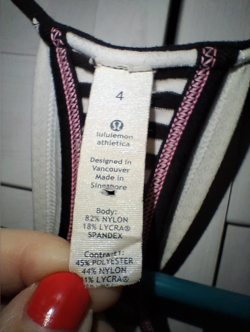 lululemon athletica White Tank with Black Stripe Shelf Bra